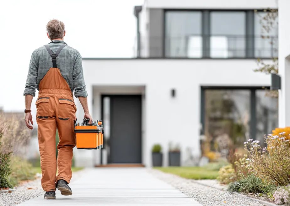 Professionell rörmokare arbetar med VVS